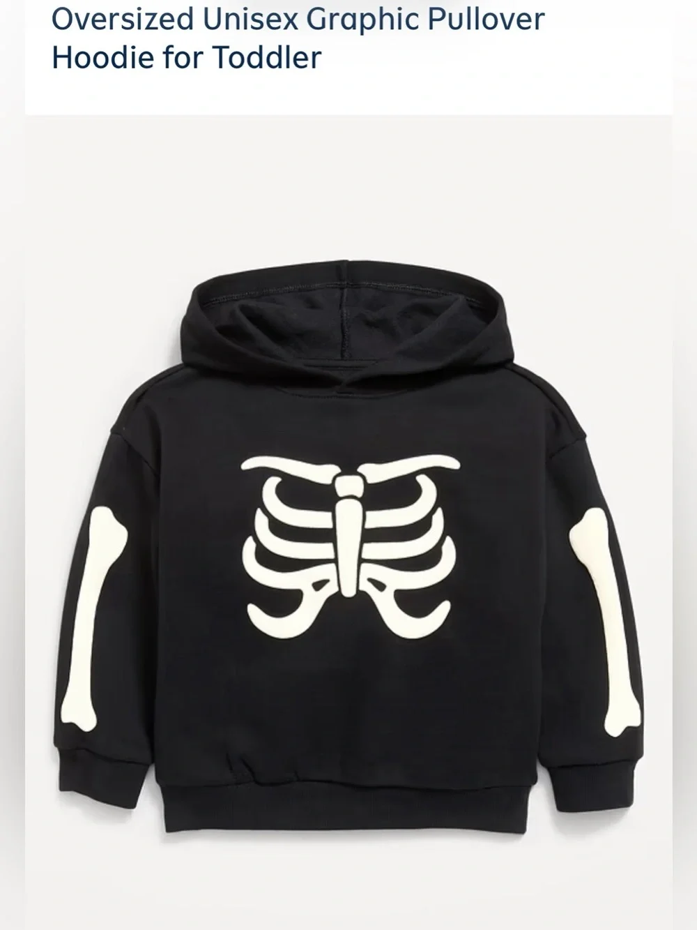 Old Navy Black Hoodie with White Skeleton Graphic